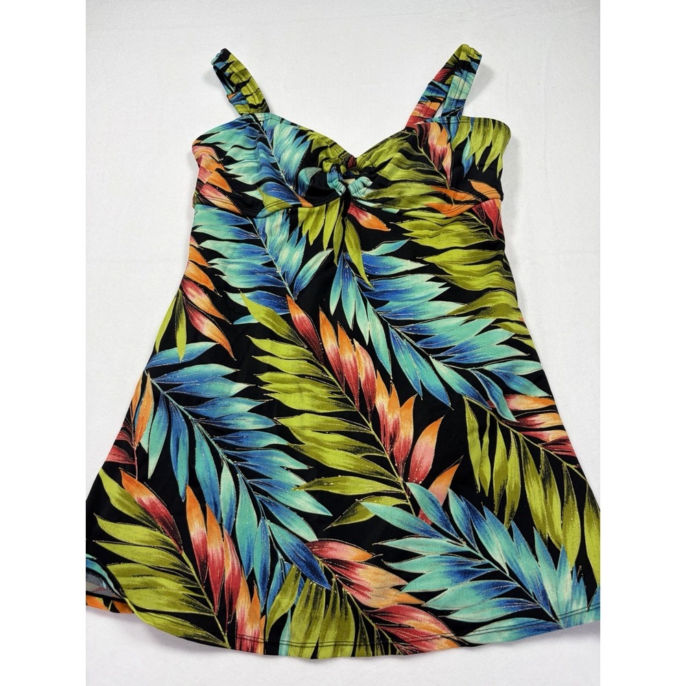 Islander Women's‎ 8 Tropical Swimdress One Piece Swimsuit Floral Tummy Control